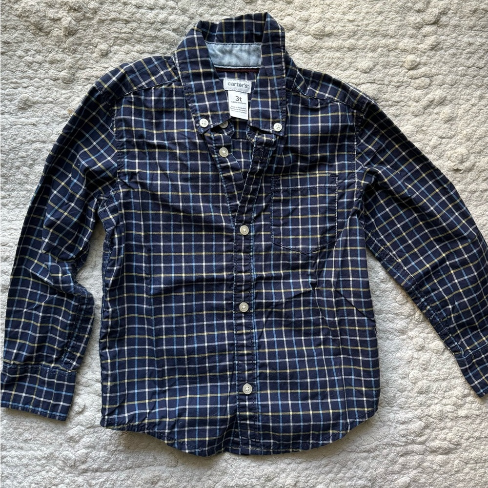 Carters boys cotton plaid button down shirt size 3T